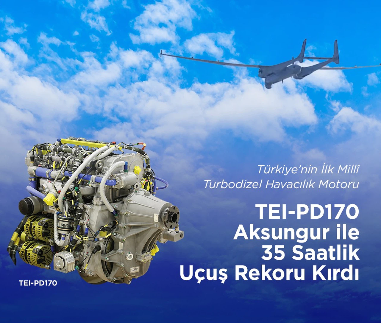 Türkiye’nin ilk milli turbodizel havacılık motoru uçuş rekoru kırdı