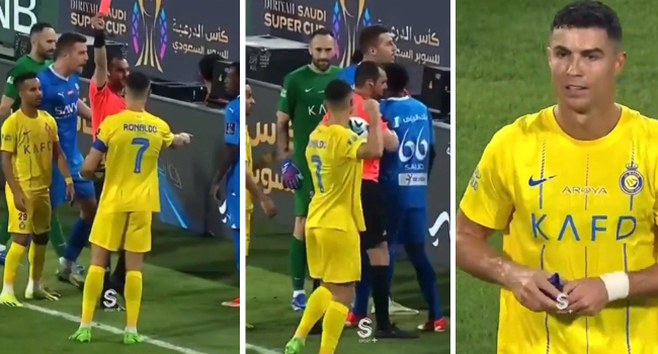 Ronaldo kırmız kart gördü hakemi dövmeye kalktı