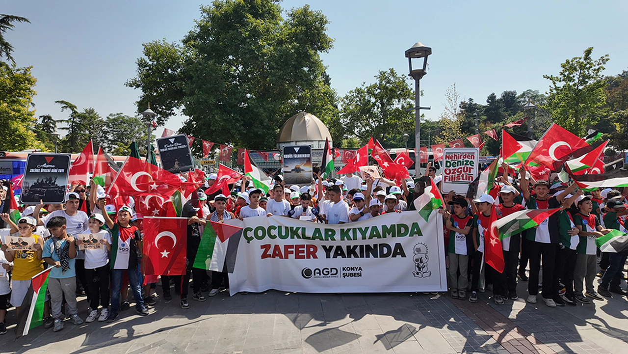 Konya'daki çocuklardan Gazze desteği. Zafer Yakında