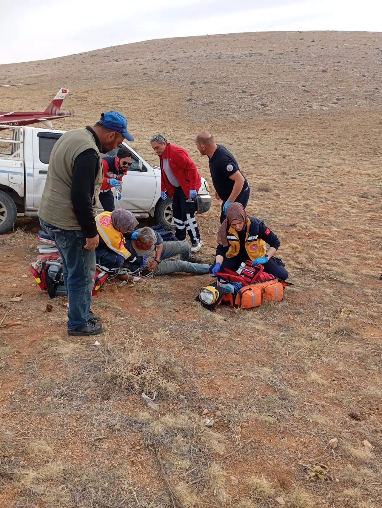 Konya'da Dağda kalp krizi geçiren çobanın imdadına hava ambulansı yetişti