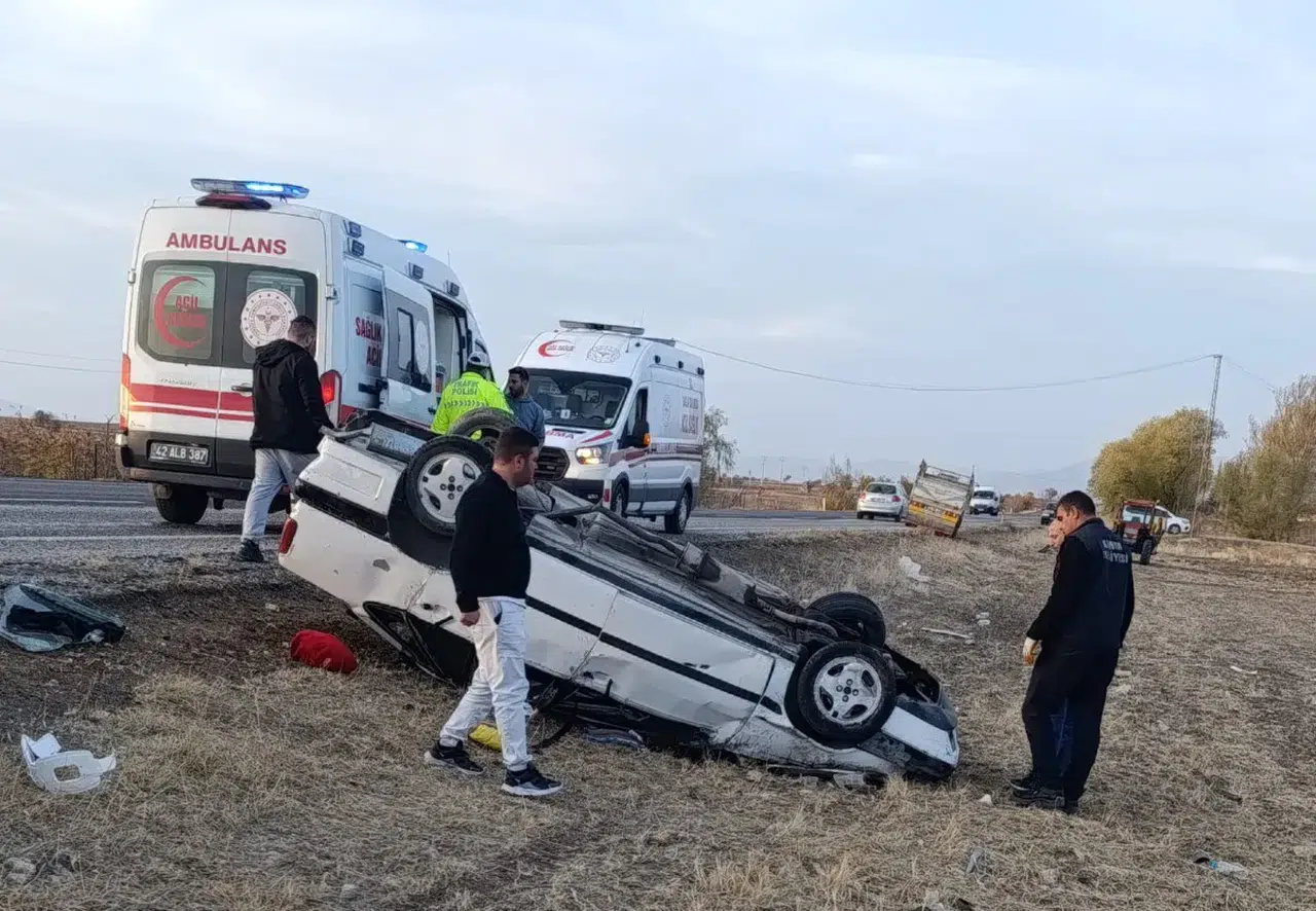 Konya'da acı kaza! Kontrolden çıktı araziye devrildi çok sayıda yaralı var