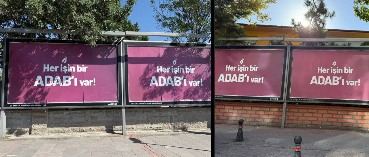 Konya sokaklarına gizemli afişler asıldı. ADAB ne anlatıyor?