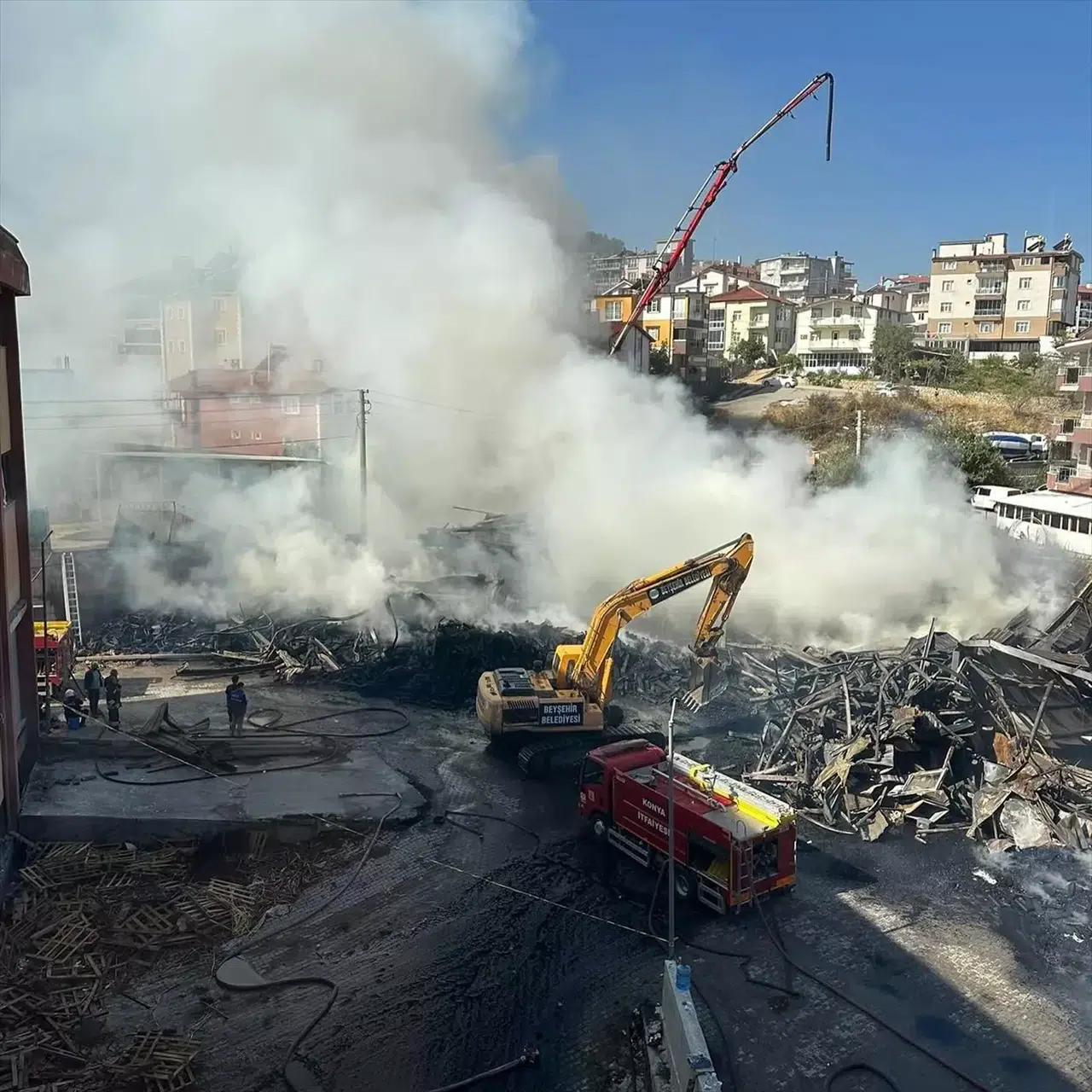 Konya'daki silah üretim fabrikasında yangın çıktı