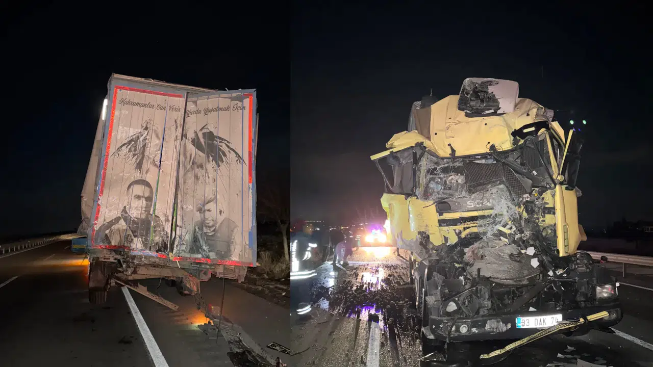 Konya'da kamyon tıra arkadan çarptı: 1 yaralı