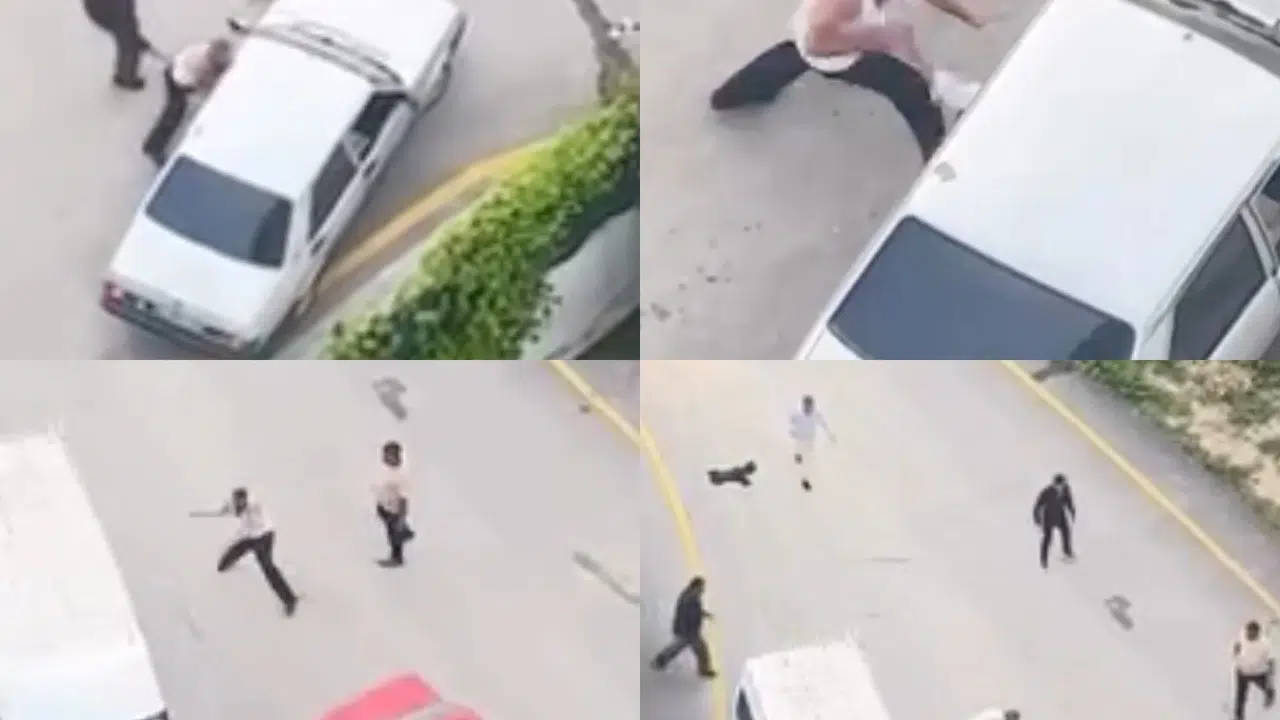 Taşlarla araçlara saldırdılar: Kavga anları kamerada