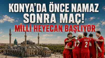 Konya’da önce namaz sonra dev ekranda milli maç