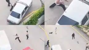 Taşlarla araçlara saldırdılar: Kavga anları kamerada