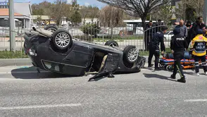 Konya'da kontrolden çıkan otomobil takla attı: 2 yaralı