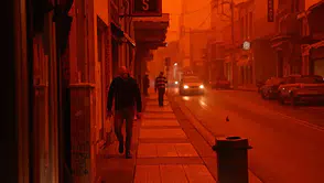 Yunanistan'da korku dolu anlar: Çöl tozu nedeniyle kırmızıya büründü