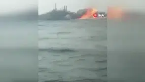 Adeta deniz yandı: Doğal gaz tesisi alevlere teslim oldu