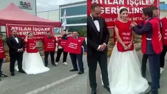 Düğününe saatler kala işten çıkarıldı: Gelinlikle eylem yaptı