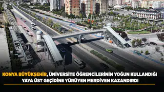 Üniversite öğrencileri için konfor: Yaya üst geçide yürüyen merdiven