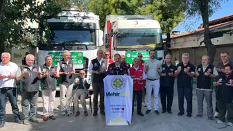 Konya'dan Suriye'ye toplu düğün yardım araçları uğurlandı