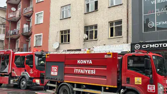Konya'da apartmanın birinci katında çıkan yangın korkuttu