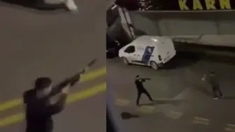 Pompalı silahla kavga: O anlar kameraya yansıdı
