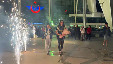 Konya'da milli sporcu Sinem Oruç'a coşkulu karşılama
