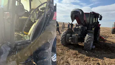 Konya'da yanan traktörde maddi hasar oluştu