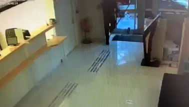 Kaldırım taşıyla bankanın camını kırdı: Hırsızın eli boş döndüğü anlar kameraya yansıdı