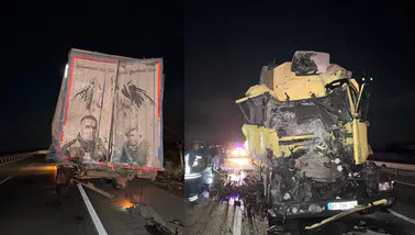 Konya'da kamyon tıra arkadan çarptı: 1 yaralı