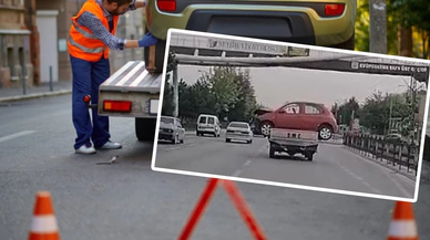 Trafikte bir enteresan yolculuk! Konya usulü çekici hizmeti