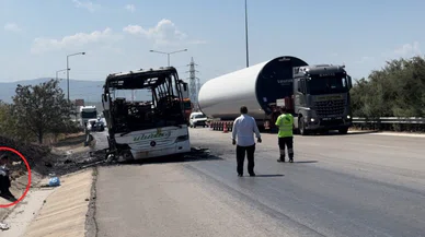 Otobüste çıkan yangın ormanlık alana sıçradı