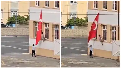 Konya'daki çocuklardan Türk Bayrağı mücadelesi! Görenler duygulandı