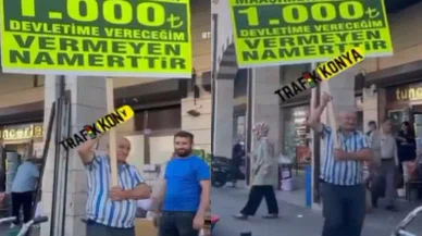 Eline pankart alan Konyalı gündem oldu