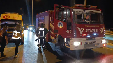Seyir halindeki ambulans alev aldı