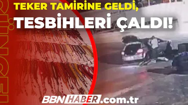 Konya'da akılalmaz olay! Patlak lastiğine aldırmadı, tespih çaldı