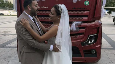 Ekmek teknesi olan TIR'ı gelin arabası oldu
