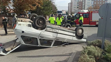 Konya'da feci kaza!  Dede torun yaralandı
