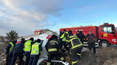 Konya'da çok acı kaza. Kontrolden çıkan araç takla attı: 5 yaralı
