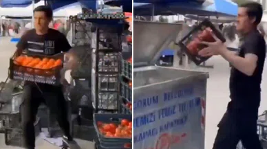 "Ucuz yemesinler" diyerek domatesleri çöpe dökmüştü! O esnafın tezgahı kapatıldı