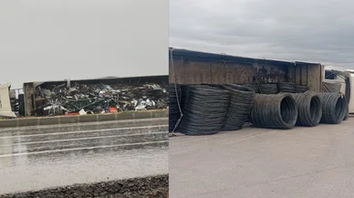 Konya'da şiddetli yağış kazaya sebep oldu! Toplamda 3 TIR devrildi
