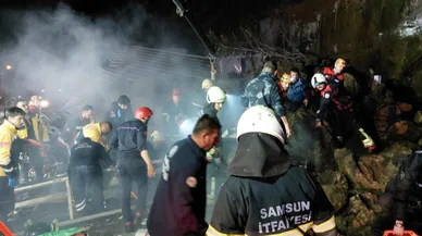 Samsun'da akaryakıt istasyonunda heyelan! Enkaz altında kalanlar var