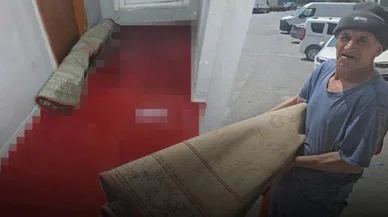 Korkunç görüntü: Kurban kanı iki daireyi bastı