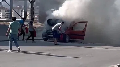 seyir halinde hafif ticari araç alev alarak yandı