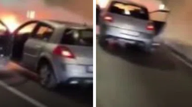 Konya'yı Antalya'ya başlayan Demirkapı Tüneli'nde seyir halindeki araç alev topuna döndü