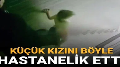 Merdivende çocuğunu tekmeleyen cani baba gözaltına alındı