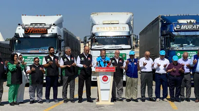 Konya'dan yola çıkan 8 TIR depremzede çiftlere umut olacak