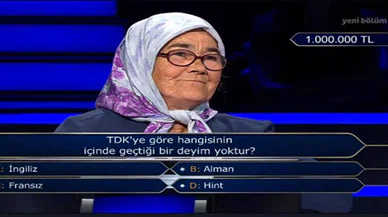 Kim Milyoner Olmak İster'de 1 milyon TL'lik soru açıldı: İşte o sor ve cevabı