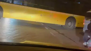 Otobüs yola böyle sıkıştı: Ne geri gidebildi ne ileri