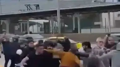 Kask, miğfer, kılıç: Savaşı andıran kavga kamerada