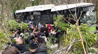 Nefes nefese yaşam mücadelesi: Yolcu otobüsü şarampole yuvarlandı