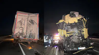 Konya'da kamyon tıra arkadan çarptı: 1 yaralı