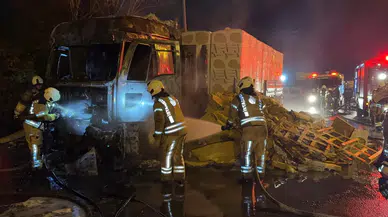 Tır böyle yandı: Nefes kesen söndürme operasyonu