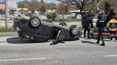 Konya'da kontrolden çıkan otomobil takla attı: 2 yaralı