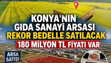 Konya'nın gıda sanayi arsası rekor bedelle satılacak: Tam 180 milyon TL