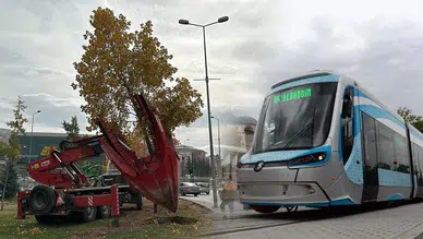 Konya'nın raylı sistem ağı genişliyor: Ağaçlar gidiyor, tramvay geliyor