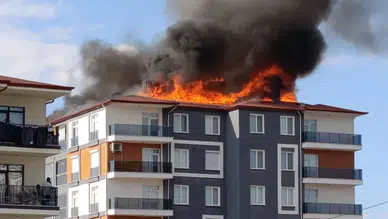 Konya'daki yangının ardından apartman sakinleri mağdur